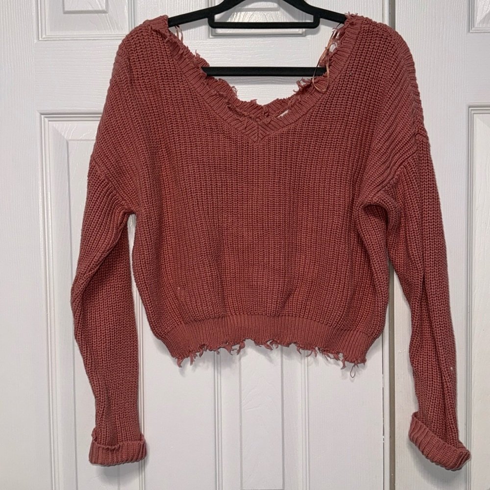 Jessica Simpson Frayed Cropped Sweatshirt